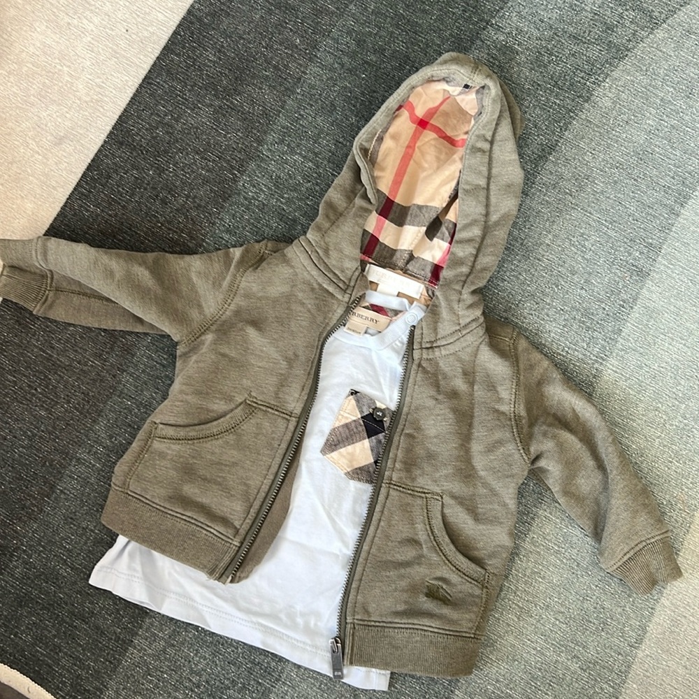 6M Boys Green Burberry Hoodie